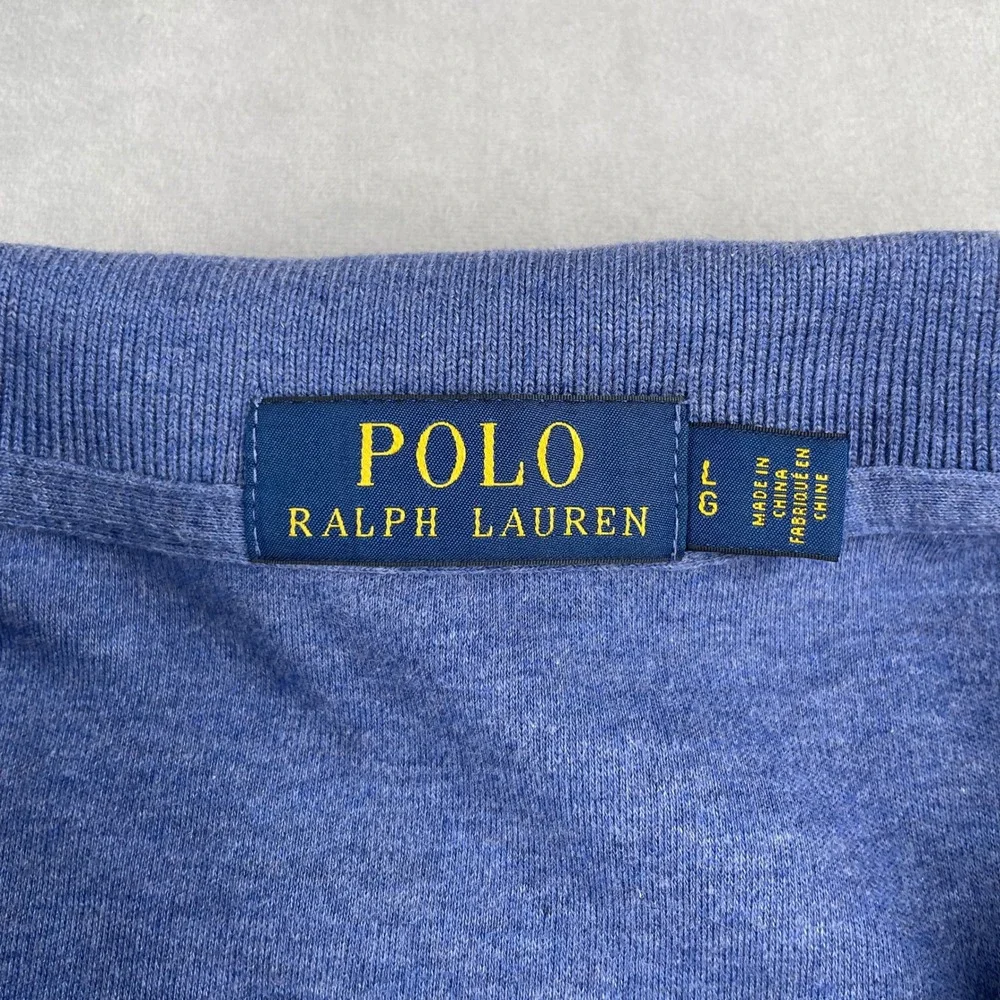 Polo Ralph Lauren Men L Blue Heathered Short Sleeve Polo Shirt Pony Preppy Daily